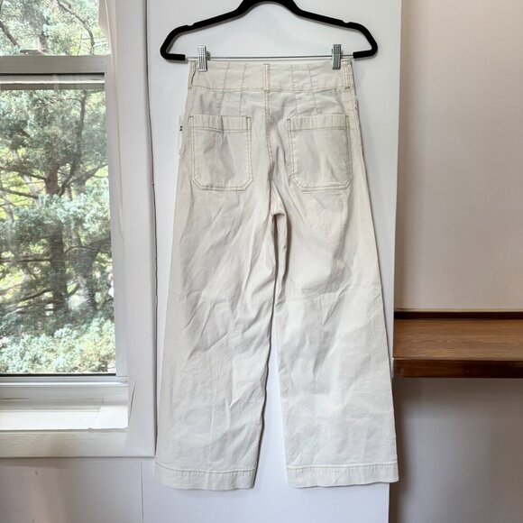 Anthropologie Colette Linen Cropped Wide-Leg Pants Maeve Magic Fabric Cream 27 - Picture 7 of 12